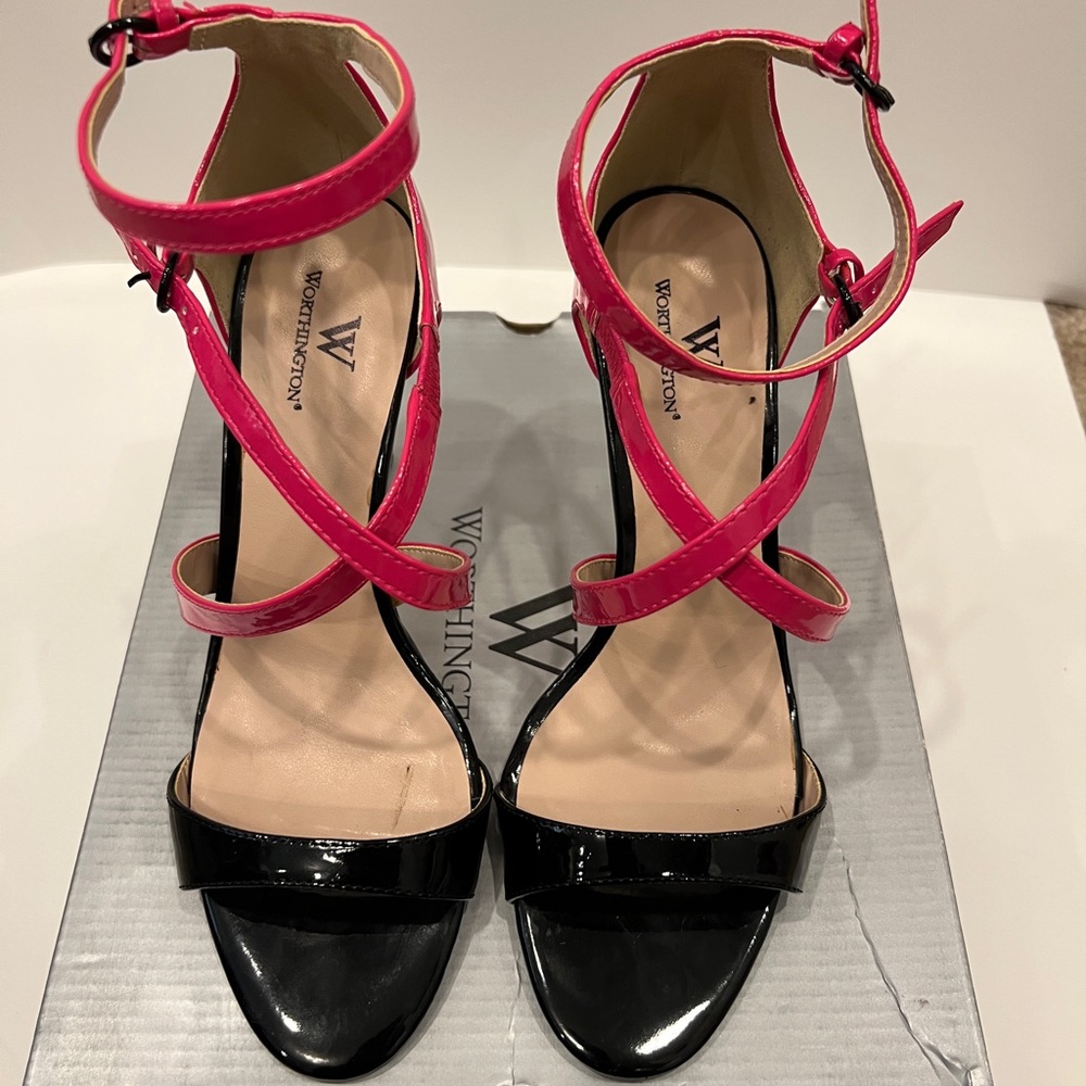 Black&Pink strappy woman heels 7.5